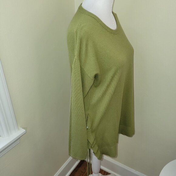Piccadilly Side Tie Rib Knit 3/4 Sleeve Sweater Top Fern Green Women's Size S - Picture 8 of 15